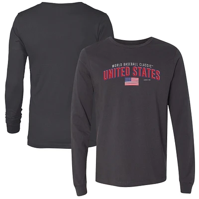 Men's LEGENDS Charcoal USA Baseball 2023 World Baseball Classic Country Arch Long Sleeve T-Shirt