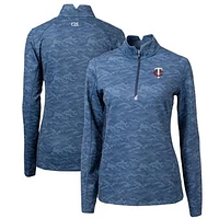 Women's Cutter & Buck Navy Minnesota Twins DryTec Traverse Camo Stretch Quarter-Zip Pullover Top