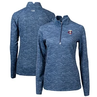 Women's Cutter & Buck Navy Minnesota Twins DryTec Traverse Camo Stretch Quarter-Zip Pullover Top
