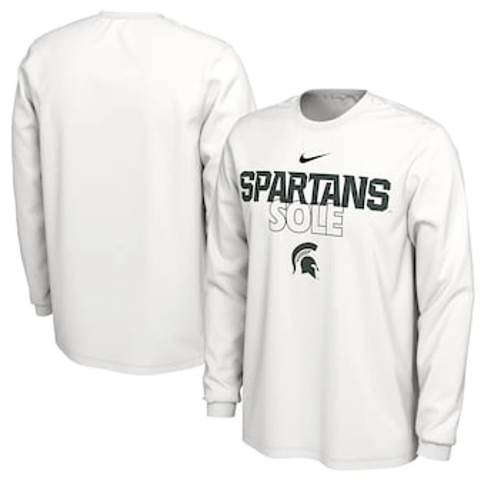 Nike  White Michigan State Spartans 2023 On Court Bench Long Sleeve T-Shirt