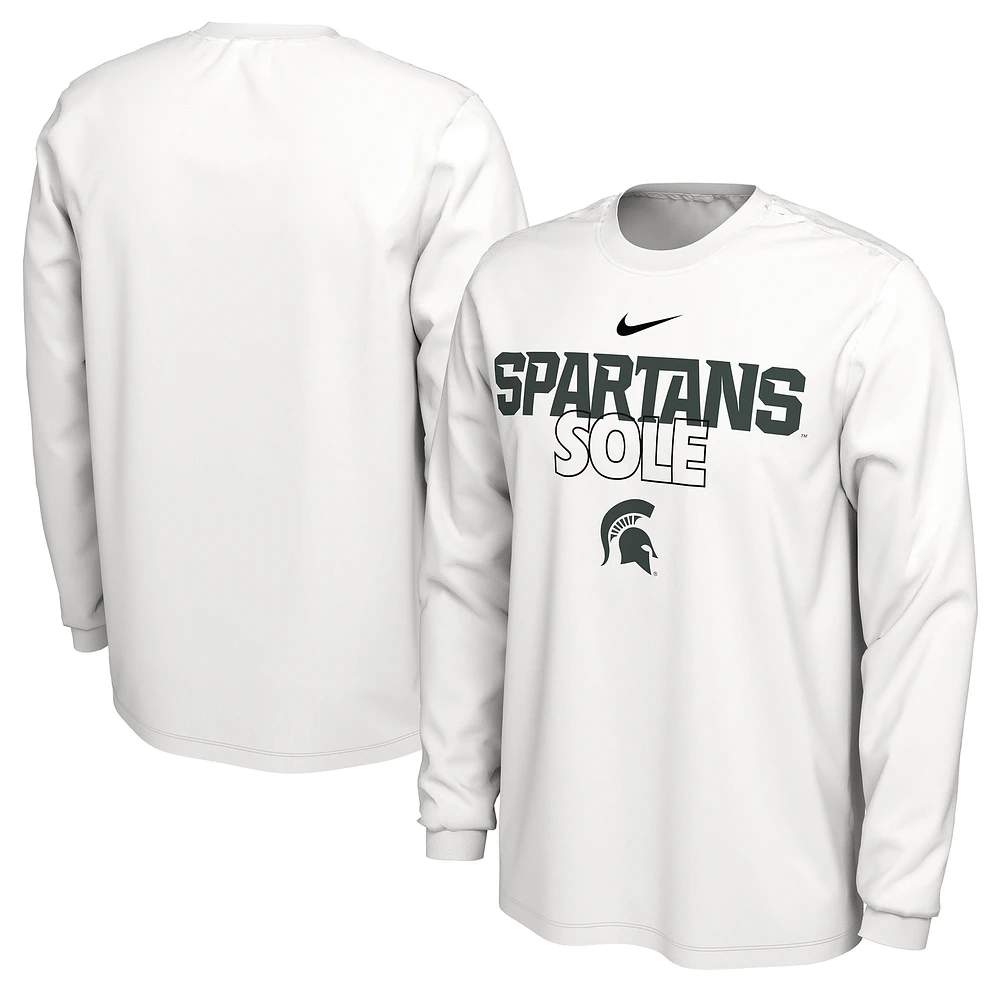 Nike  White Michigan State Spartans 2023 On Court Bench Long Sleeve T-Shirt