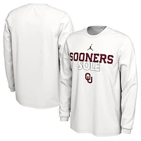 Jordan Brand  White Oklahoma Sooners 2023 On Court Bench Long Sleeve T-Shirt