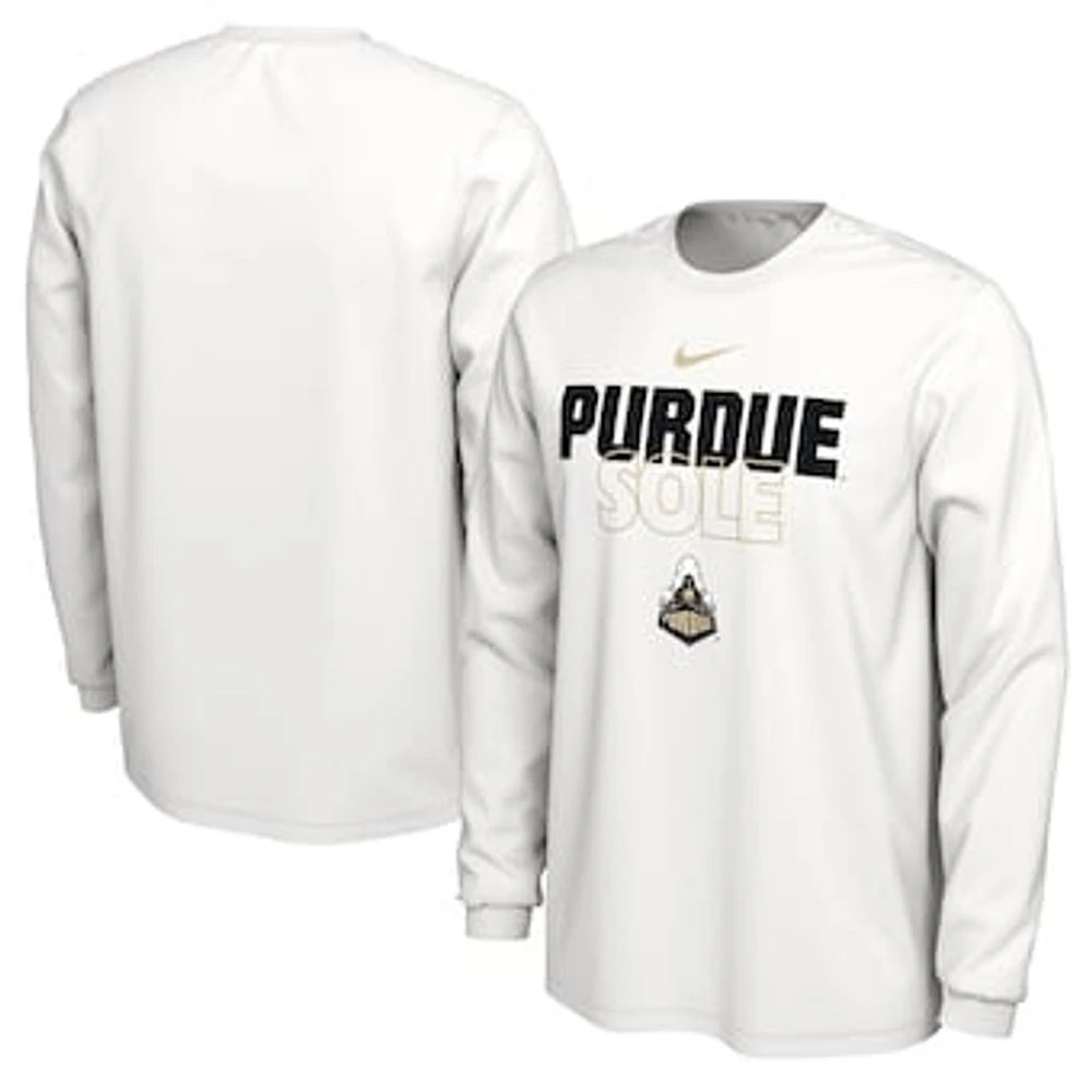 Nike  White Purdue Boilermakers 2023 On Court Bench Long Sleeve T-Shirt