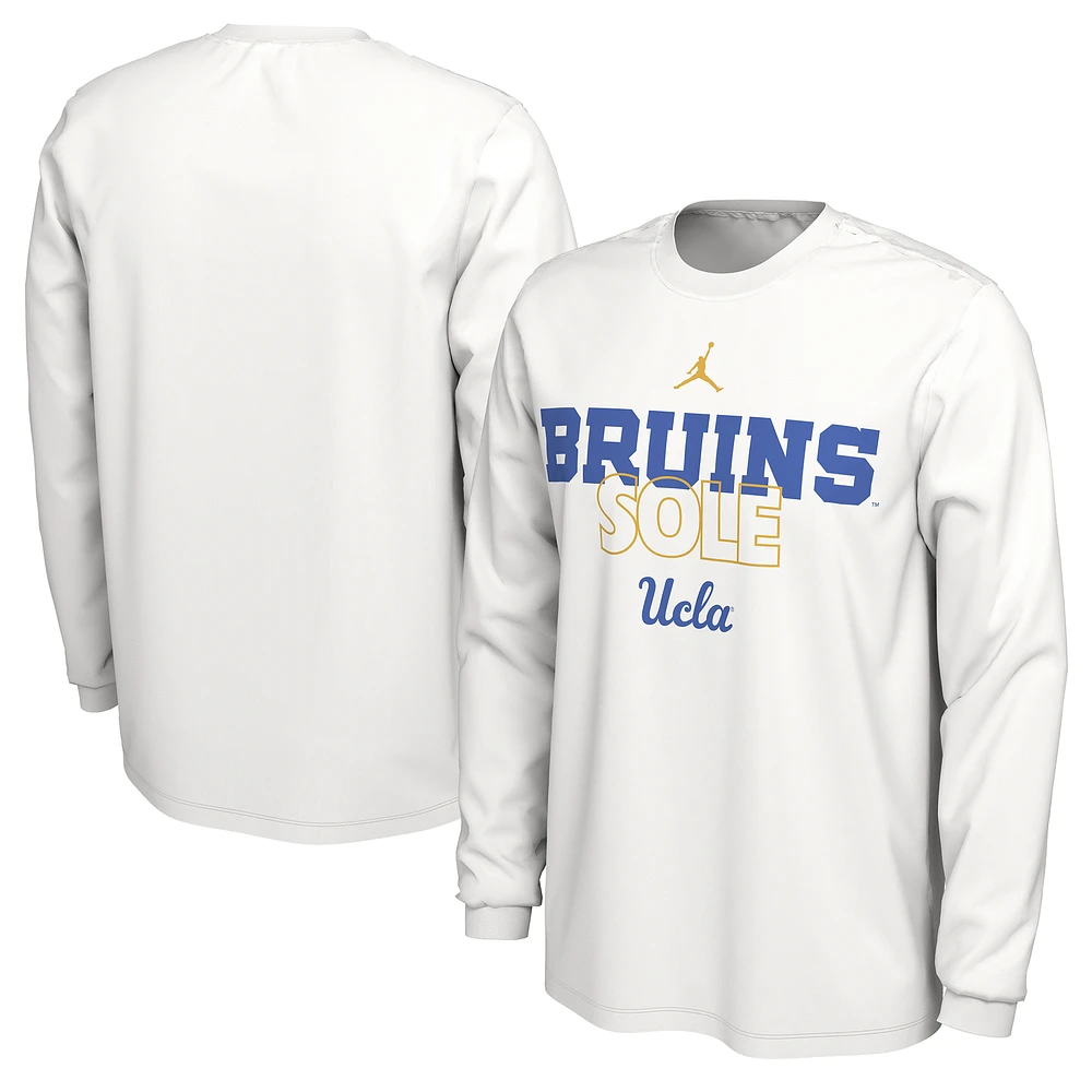 Jordan Brand  White UCLA Bruins 2023 On Court Bench Long Sleeve T-Shirt