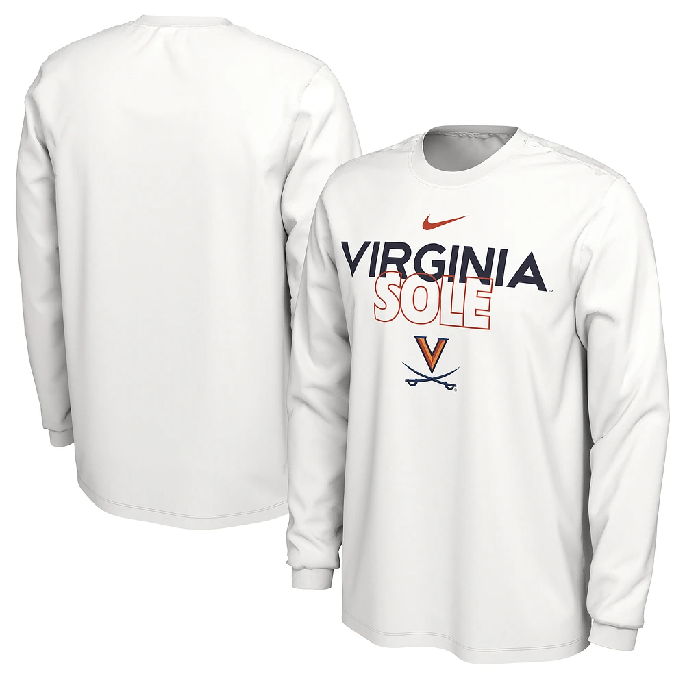 Nike  White Virginia Cavaliers 2023 On Court Bench Long Sleeve T-Shirt