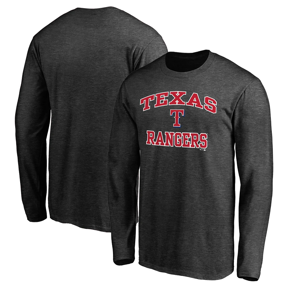 Men's Charcoal Texas Rangers Heart & Soul Team Long Sleeve T-Shirt