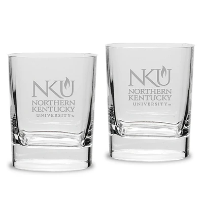 Northeastern State Riverhawks 11.75oz. Team Two-Piece Luigi Bormioli Square Double Old Fashion Glasses Set