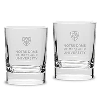 Notre Dame of Maryland Gators 11.75oz. Two-Piece Luigi Bormioli Square Double Old Fashion Glasses Set