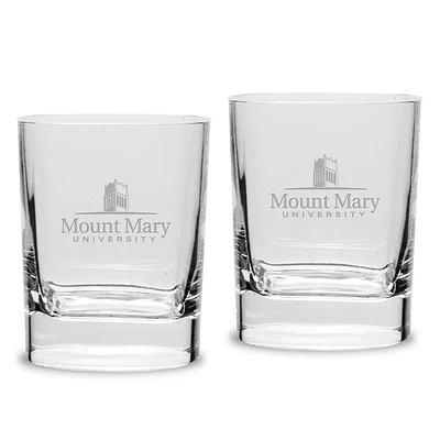 Mount Mary Blue Angels 11.75oz. Two-Piece Luigi Bormioli Square Double Old Fashion Glasses Set