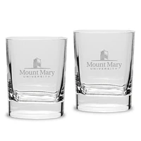 Mount Mary Blue Angels 11.75oz. Two-Piece Luigi Bormioli Square Double Old Fashion Glasses Set