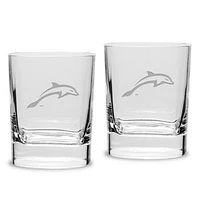 JU Dolphins 11.75oz. Two-Piece Luigi Bormioli Square Double Old Fashion Glasses Set