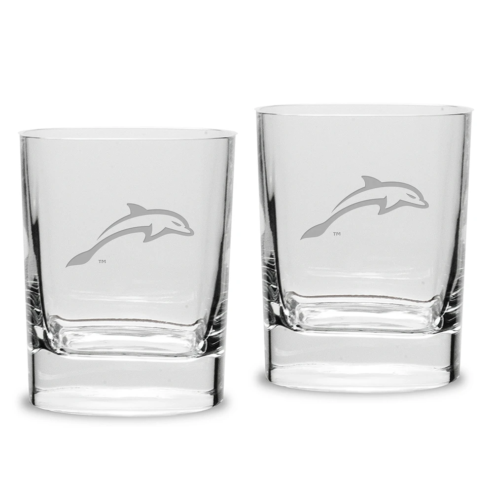 JU Dolphins 11.75oz. Two-Piece Luigi Bormioli Square Double Old Fashion Glasses Set
