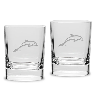 JU Dolphins 11.75oz. Two-Piece Luigi Bormioli Square Double Old Fashion Glasses Set