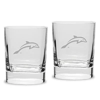 JU Dolphins 11.75oz. Two-Piece Luigi Bormioli Square Double Old Fashion Glasses Set
