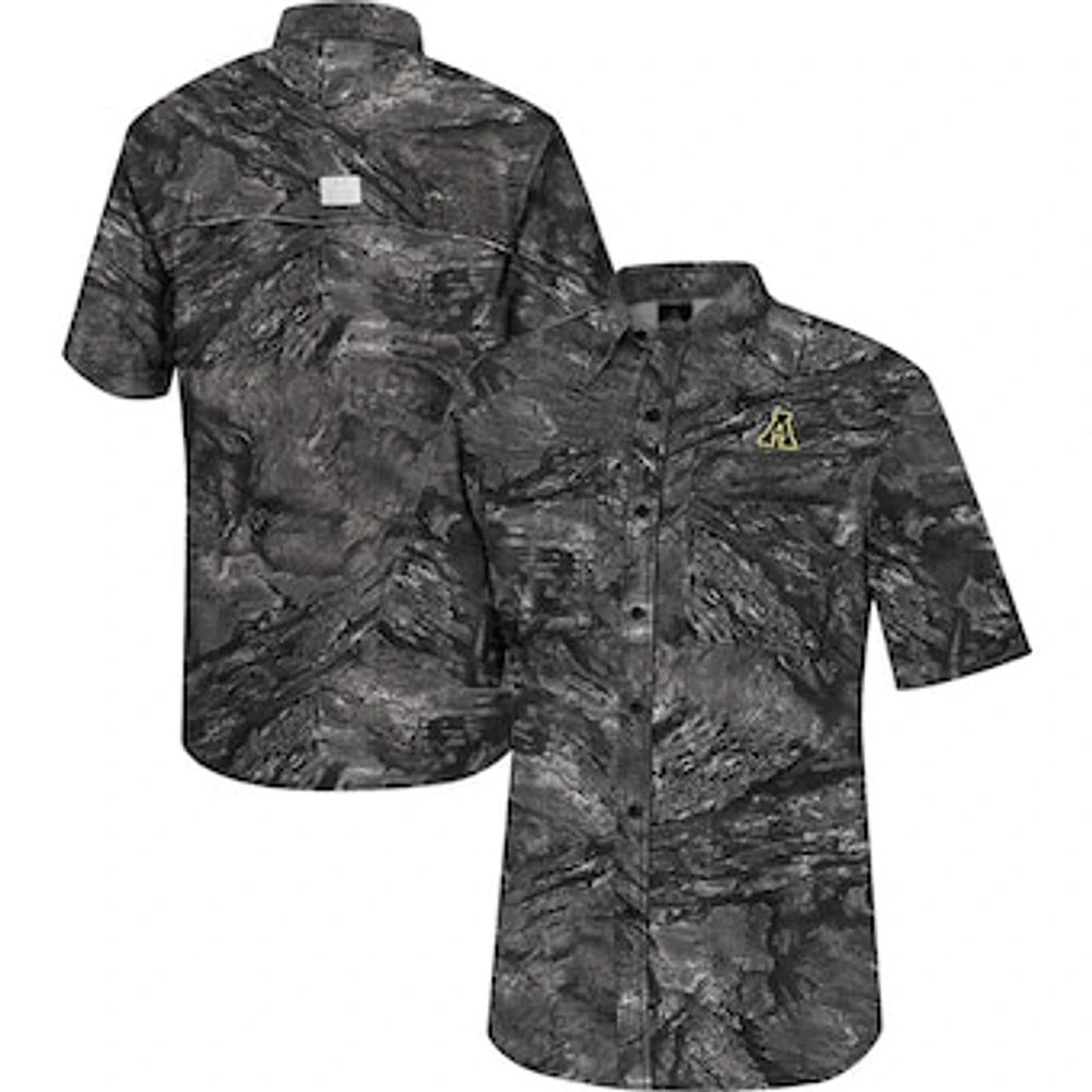 Men's Colosseum  Charcoal Appalachian State Mountaineers Realtree Aspect Charter Full-Button Fishing Shirt