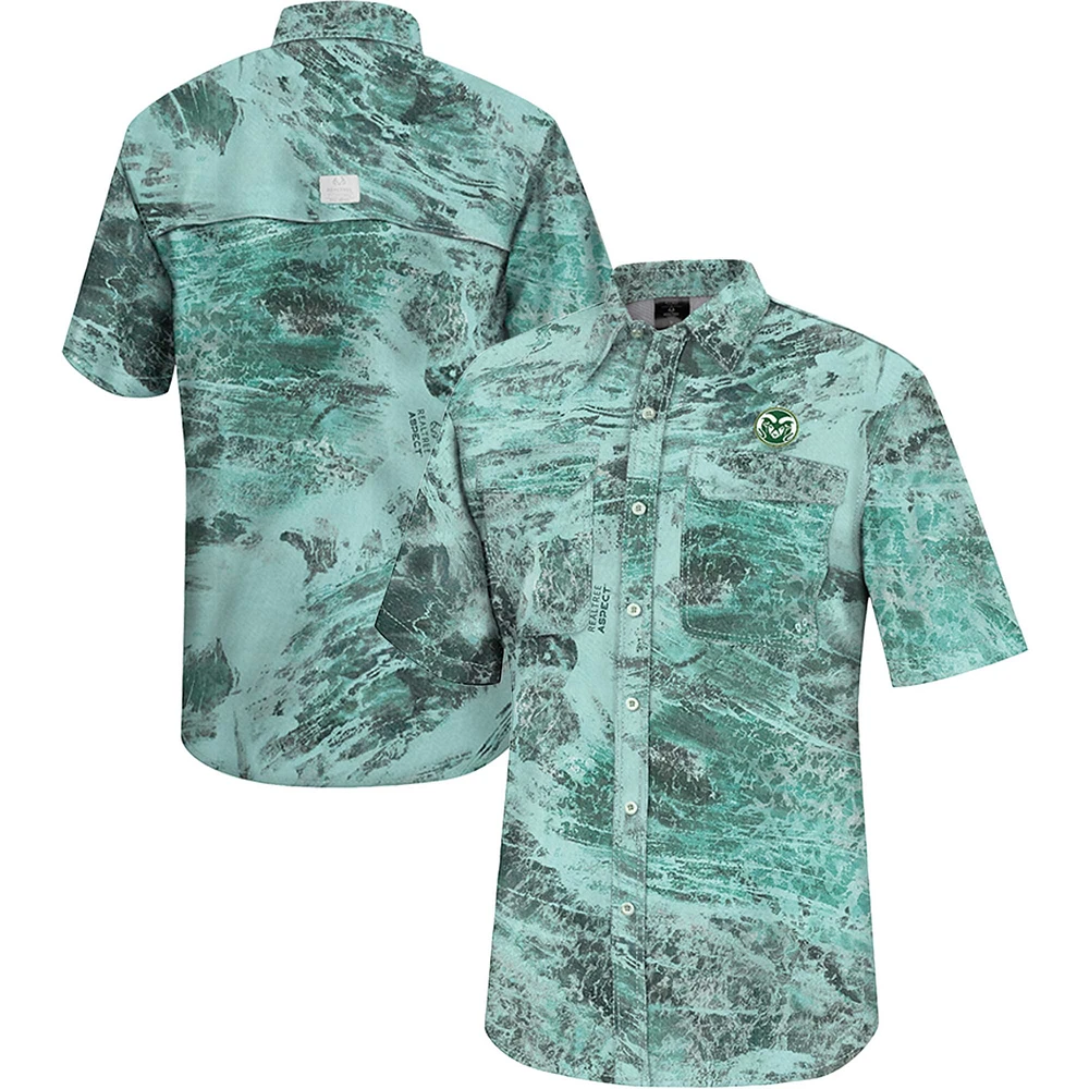 Men's Colosseum  Green Colorado State Rams Realtree Aspect Charter Full-Button Fishing Shirt