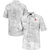 Men's Colosseum  White Houston Cougars Realtree Aspect Charter Full-Button Fishing Shirt