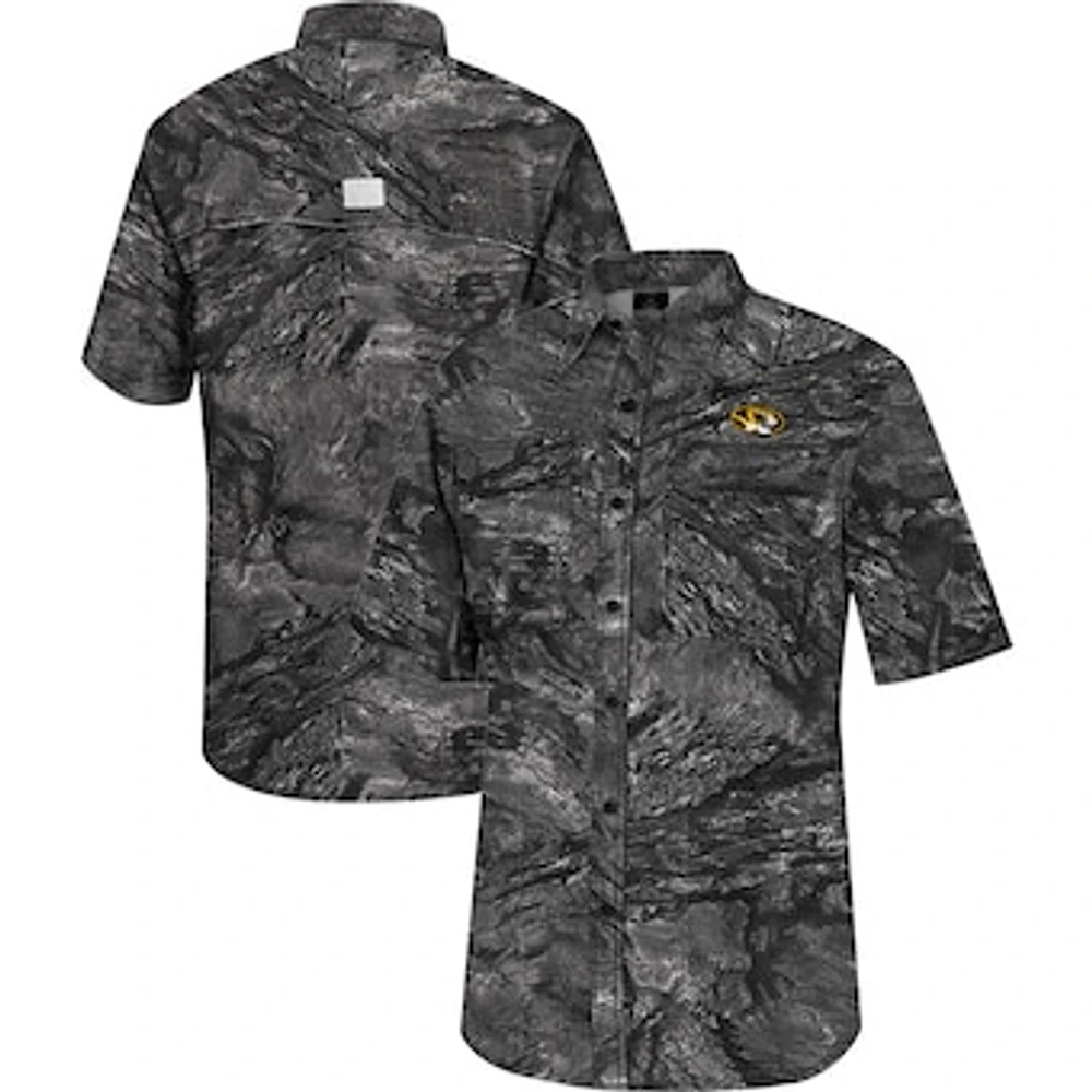 Men's Colosseum  Charcoal Missouri Tigers Realtree Aspect Charter Full-Button Fishing Shirt