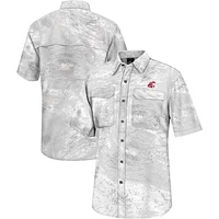 Men's Colosseum  White Washington State Cougars Realtree Aspect Charter Full-Button Fishing Shirt