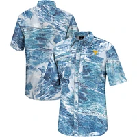 Men's Colosseum  Blue West Virginia Mountaineers Realtree Aspect Charter Full-Button Fishing Shirt