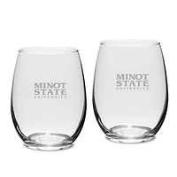 Minot State Beavers Team Design Two-Piece 15oz. Stemless Wine Glass Set