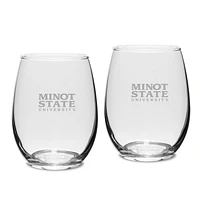 Minot State Beavers Team Design Two-Piece 15oz. Stemless Wine Glass Set
