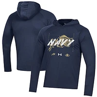 Under Armour  Navy Navy Midshipmen 2023 On Court Bench Shooting Long Sleeve Hoodie T-Shirt