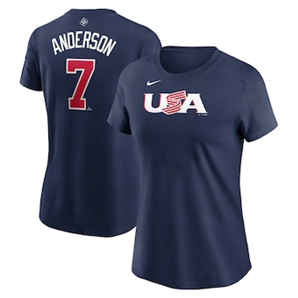 Women's Nike Tim Anderson Navy USA Baseball 2023 World Classic Name & Number T-Shirt