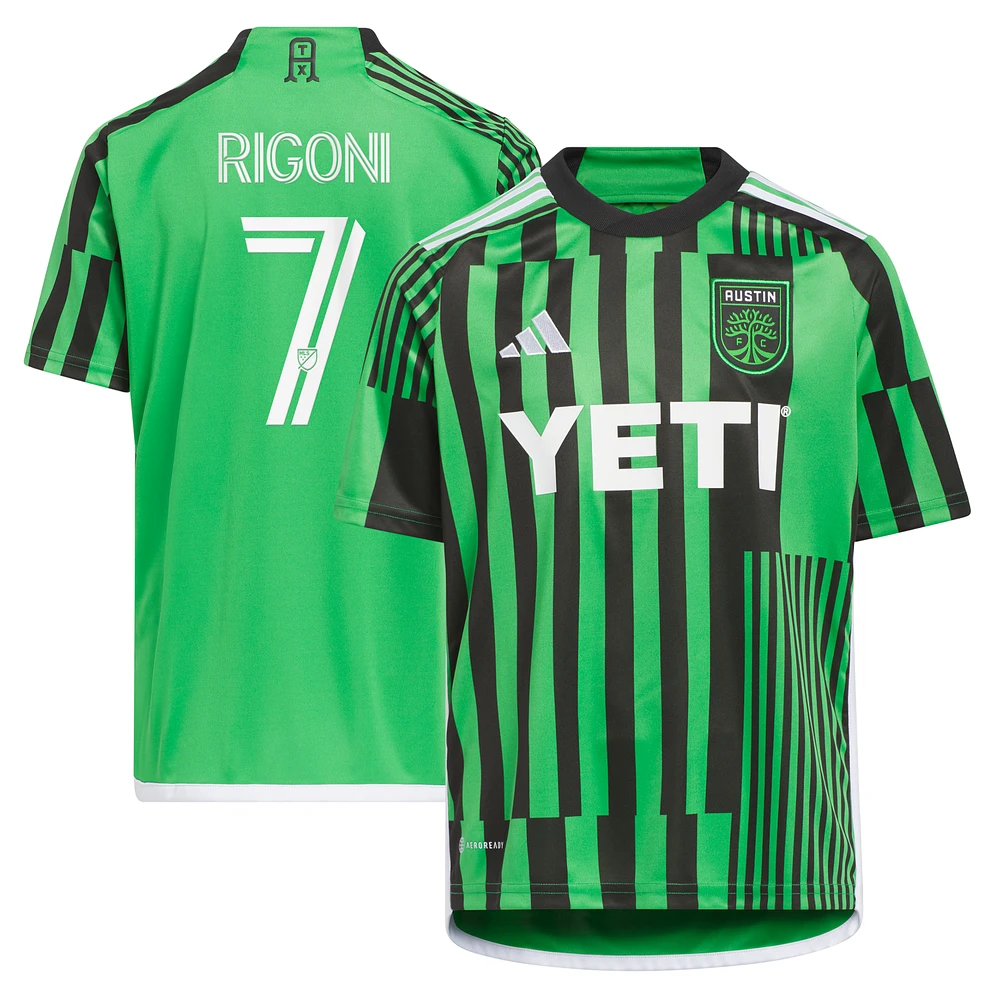 Youth adidas Emiliano Rigoni Green Austin FC 2023 Las Voces Kit Replica Jersey