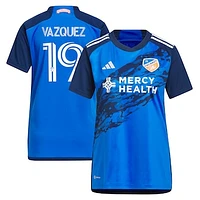 Women's adidas Brandon Vazquez Blue FC Cincinnati 2023 River Kit Replica Jersey