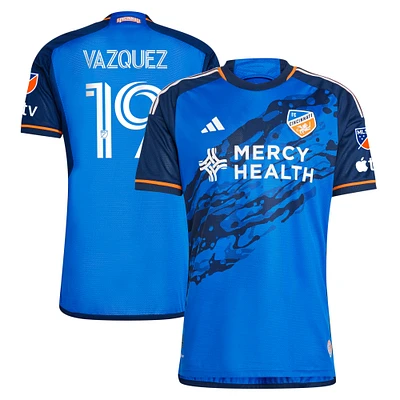 Men's adidas Brandon Vazquez Blue FC Cincinnati 2023 River Kit Authentic Jersey