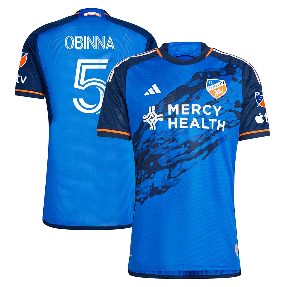 Men's adidas Obinna Nwobodo Blue FC Cincinnati 2023 River Kit Authentic Jersey