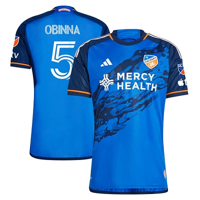 Men's adidas Obinna Nwobodo Blue FC Cincinnati 2023 River Kit Authentic Jersey