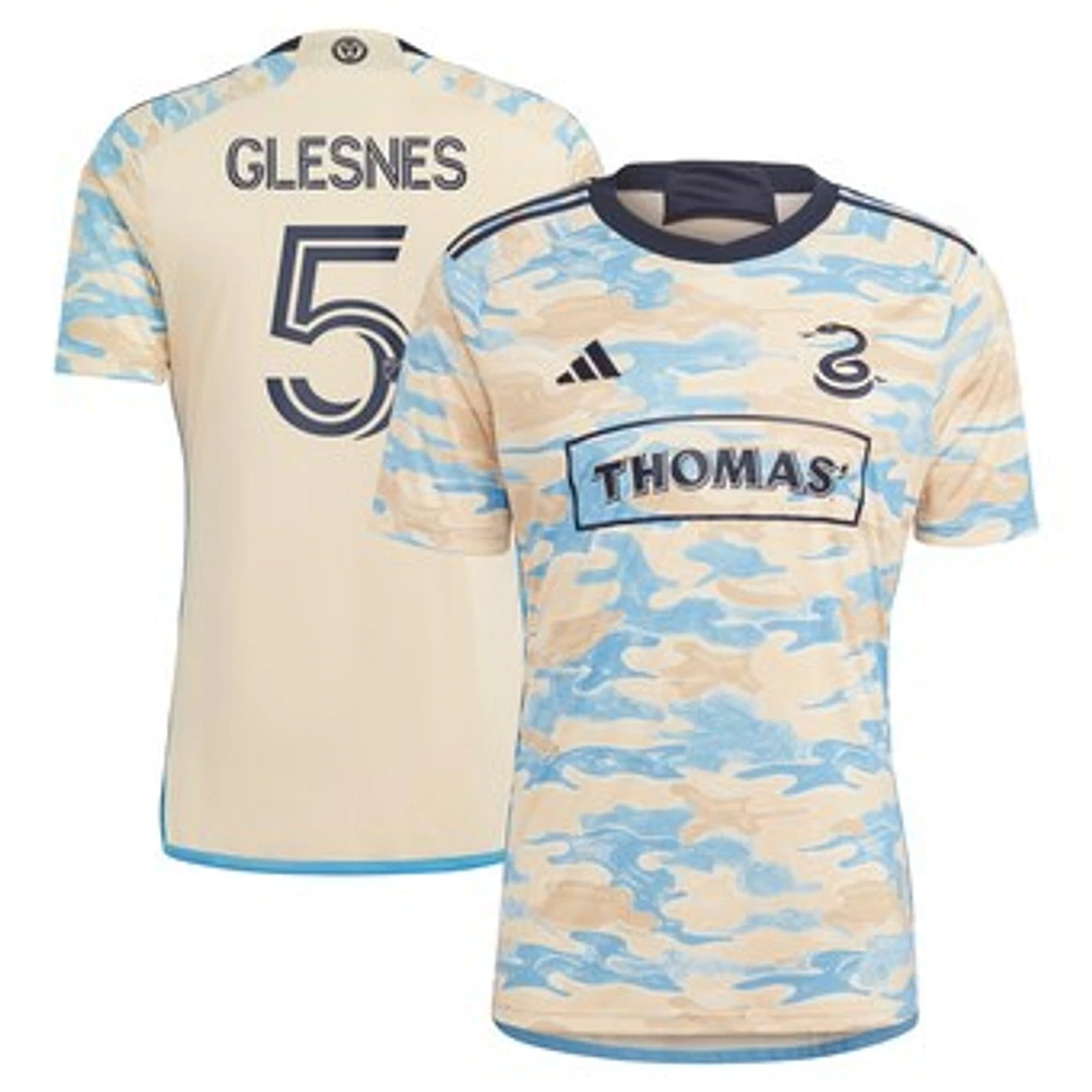 Men's adidas Jakob Glesnes Tan Philadelphia Union 2023 For Philly Replica Jersey