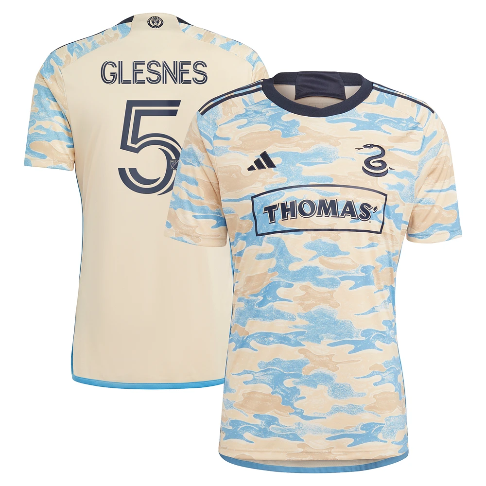 Men's adidas Jakob Glesnes Tan Philadelphia Union 2023 For Philly Replica Jersey