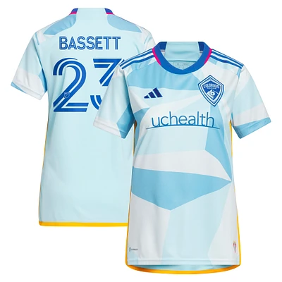 Women's adidas Cole Bassett Light Blue Colorado Rapids 2023 New Day Kit Replica Jersey