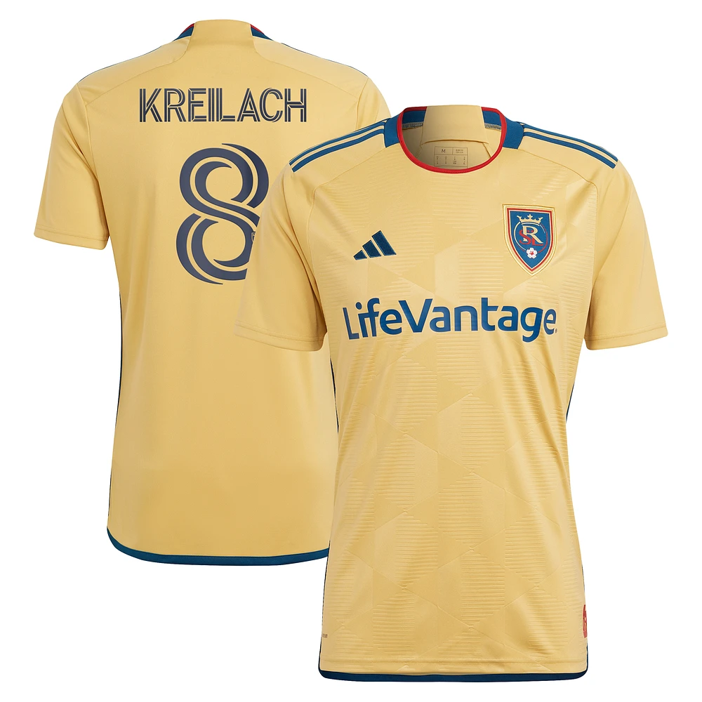 Men's adidas Damir Kreilach Gold Real Salt Lake 2023 The Beehive State Kit Replica Player Jersey