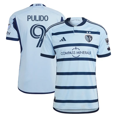 Men's adidas Alan Pulido Light Blue Sporting Kansas City 2023 Hoops 4.0 Authentic Player Jersey