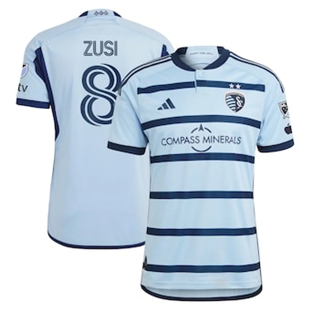 Men's adidas Graham Zusi Light Blue Sporting Kansas City 2023 Hoops 4.0 Authentic Player Jersey