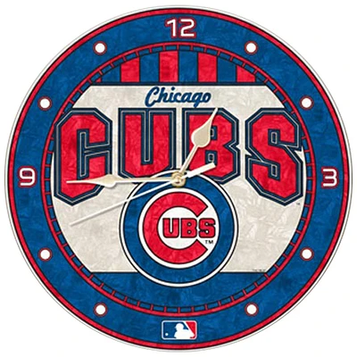 Chicago Cubs Art-Glass Wall Clock