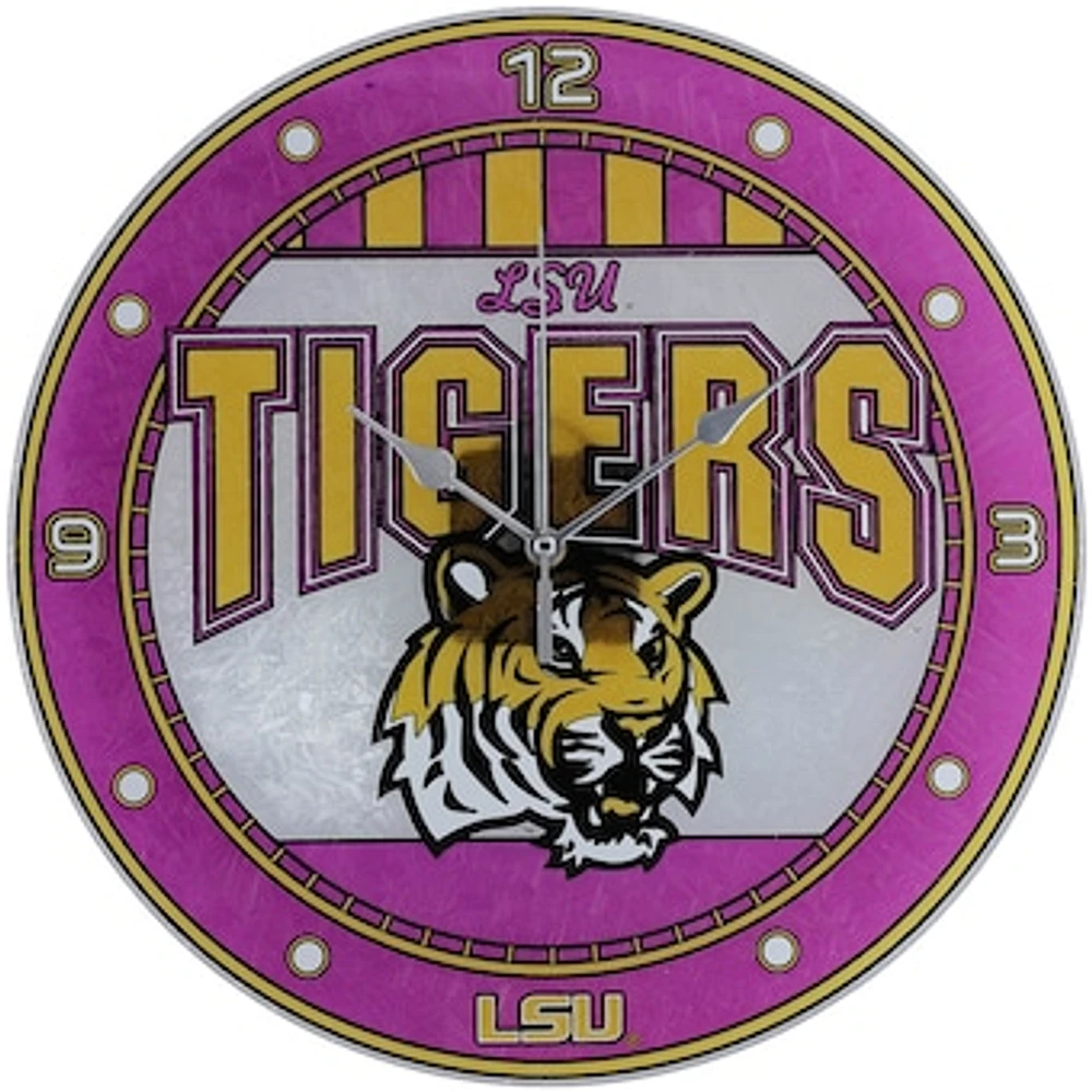 LSU Tigers 12'' Art-Glass Wall Clock