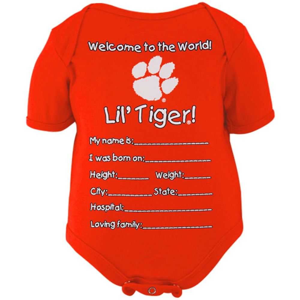 Clemson Tigers Newborn Welcome to the World Creeper - Orange