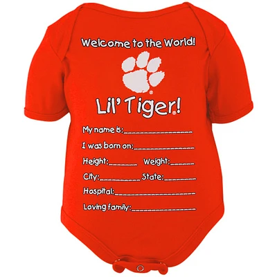 Clemson Tigers Newborn Welcome to the World Creeper - Orange