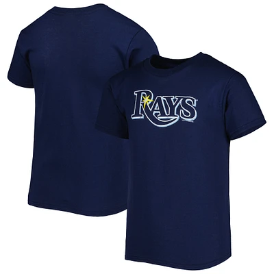 Tampa Bay Rays Youth Distressed Logo T-Shirt - Navy Blue