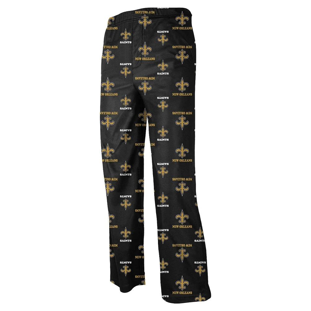 New Orleans Saints Preschool Allover Logo Flannel Pajama Pants - Black