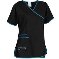 Florida Marlins MLB Mock Wrap Scrub Top - Black