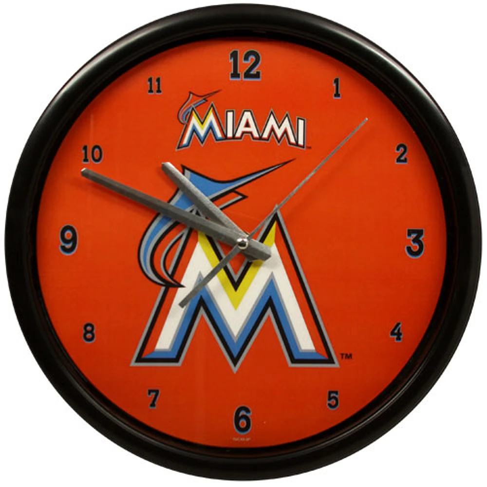 Miami Marlins Black Rim Basic Clock