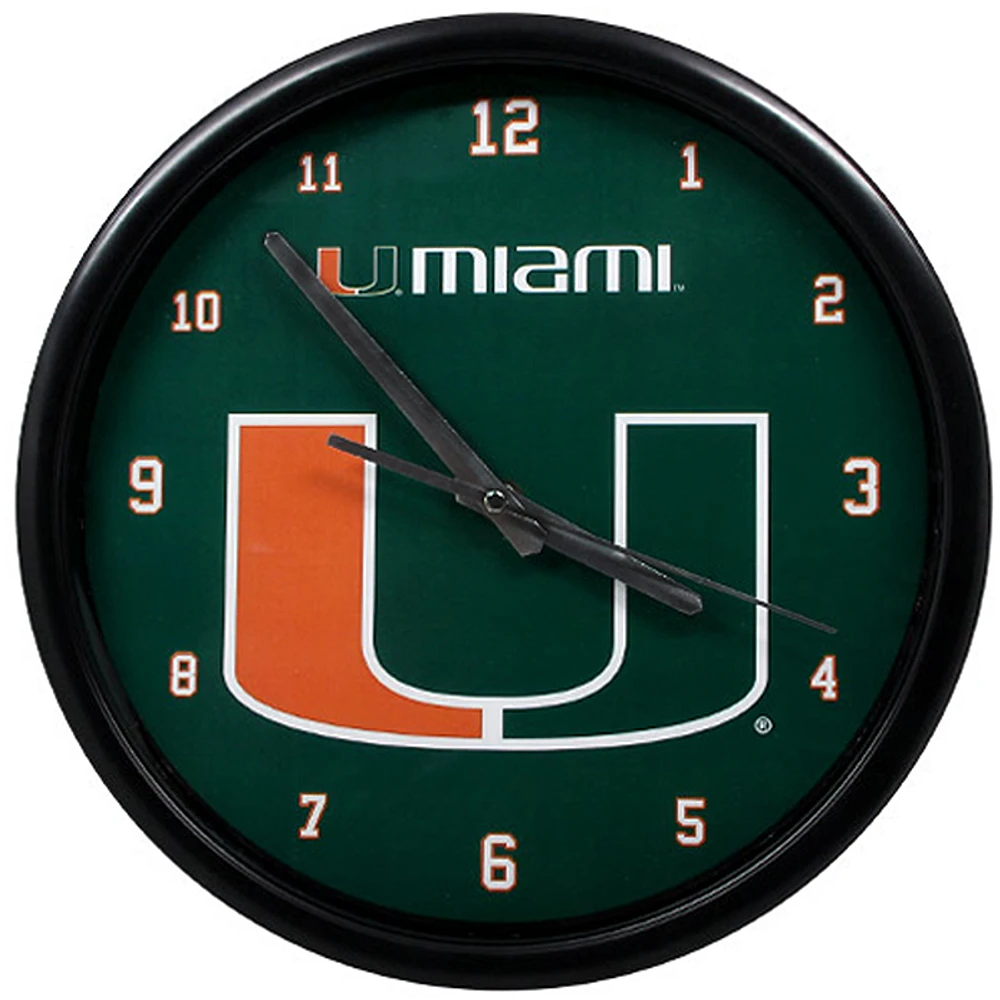 Miami Hurricanes Black Rim Basic Clock