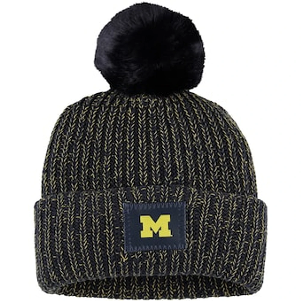 Women's Love Your Melon Navy Michigan Wolverines Cuffed Knit Hat with Pom