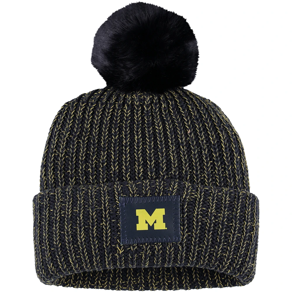 Women's Love Your Melon Navy Michigan Wolverines Cuffed Knit Hat with Pom